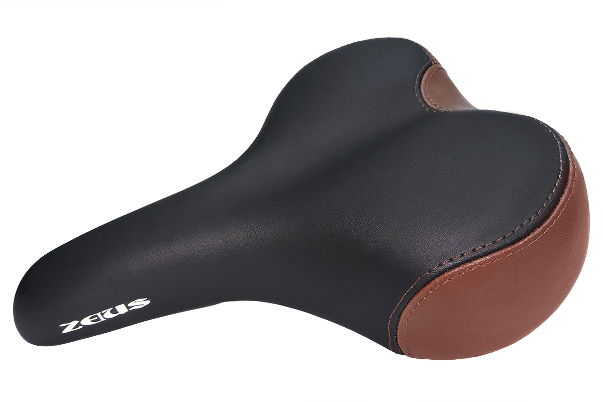 Седло ZEUS Z-8002 City Bike 260x205mm,рельсы сталь,анатомическое,черно-коричневое,427гр